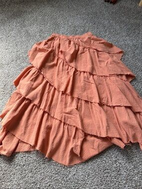 Polagram Coral Tiered Ruffle Midi Skirt